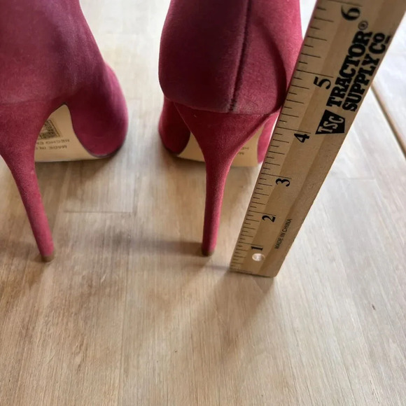 FOREVER 21 Red Maroon Faux Suede Point Toe High Heel Stiletto Ankle Booties 5.5 - Picture 10 of 11